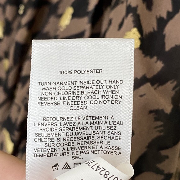 Express Womens Dress Size Small Animal Print Vneck Lined Brown Gold n1 - Picture 8 of 8